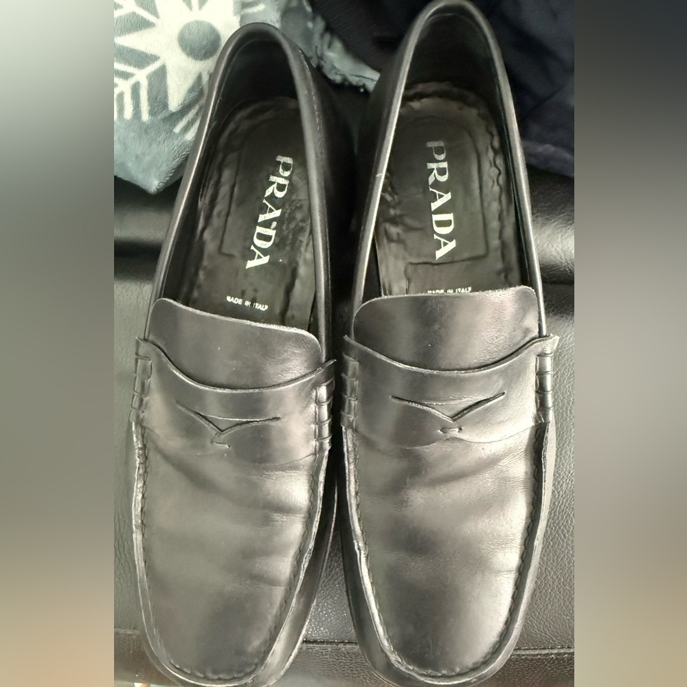Prada Elegant Black Men's Slip-On Loafers